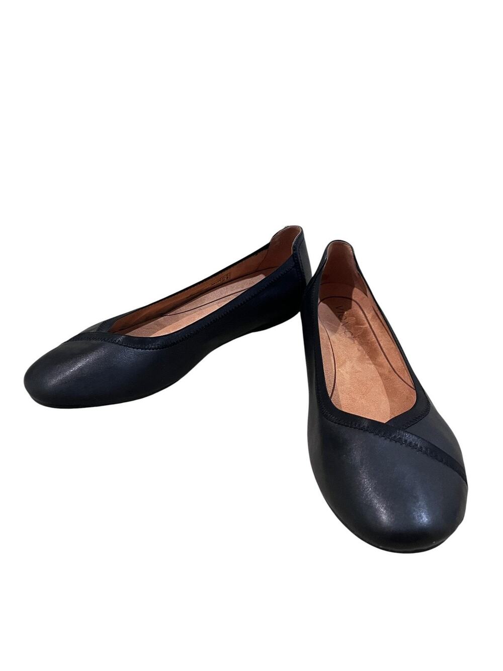 Vionic Caroll Shoes Womens Size 10 Black Leather Ballet Comfort Flats Round Toe